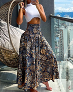 Pantaloni Waverly da donna – Pantaloni larghi vita alta elastica casual per vacanze