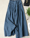 Marlowe Pantalon Palazzo Femme – Pantalon Large en Lin Taille Élastique Bohème avec Poches
