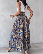 Pantaloni Waverly da donna – Pantaloni larghi vita alta elastica casual per vacanze