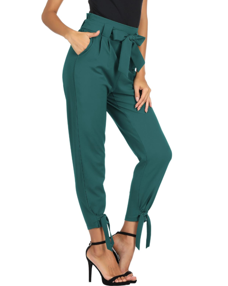 Pantaloni da donna Riley – Pantaloni a sigaretta a vita alta con cintura rimovibile, tasche e lunghezza alla caviglia