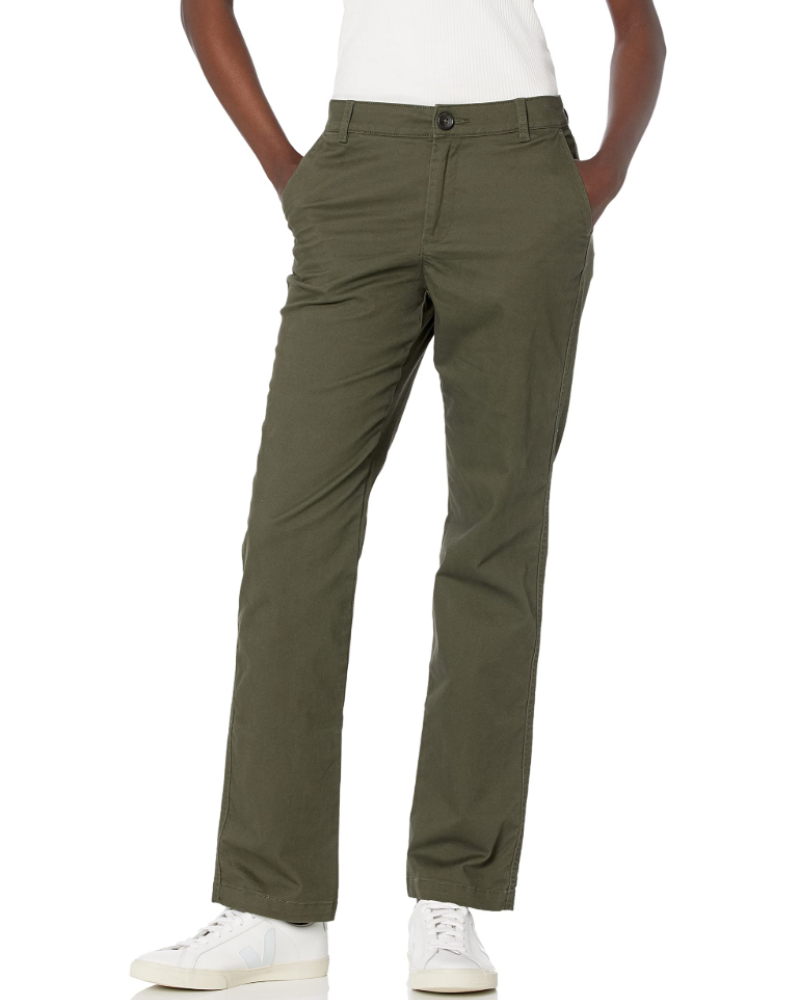 Hadleigh Pantalon Chino Femme – Coupe Slim Jambe Droite Taille Mi-Haute avec Poches