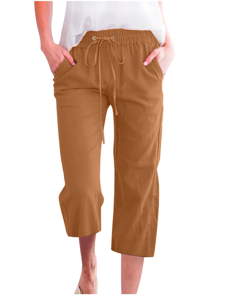 Hadley Women’s Trousers – Wide-Leg Cotton-Linen Trousers with Elastic Waist and Pockets