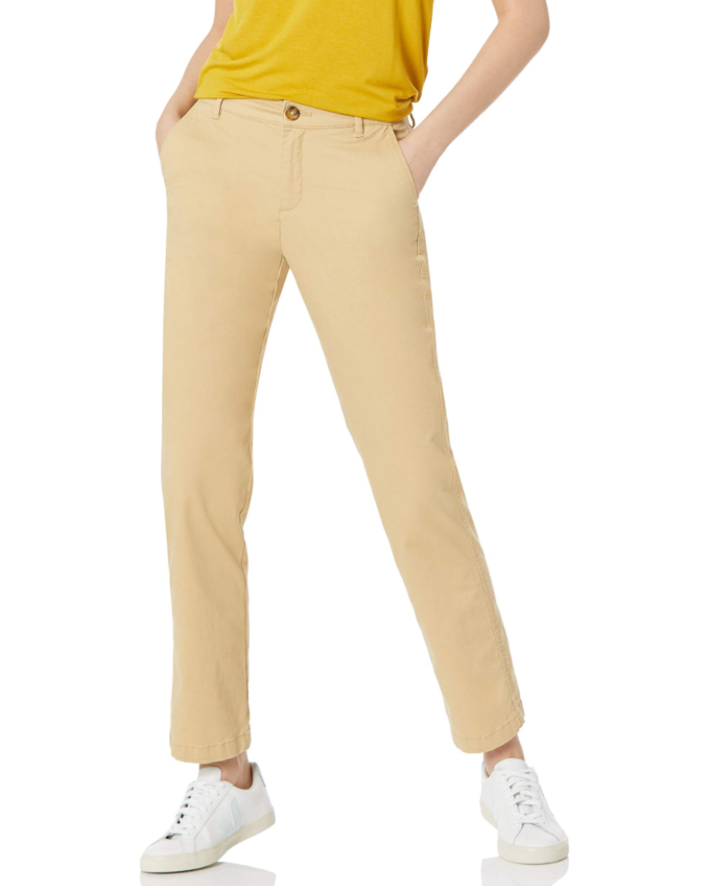 Hadleigh Pantalon Chino Femme – Coupe Slim Jambe Droite Taille Mi-Haute avec Poches
