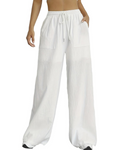 Brenna Pantalon Palazzo Femme – Taille Haute Élastique avec Cordon, Short Doublé & Poches