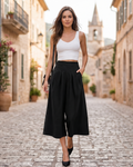 Pantaloni Rowan da donna – Pantaloni larghi in misto lino vita alta elastica con tasche