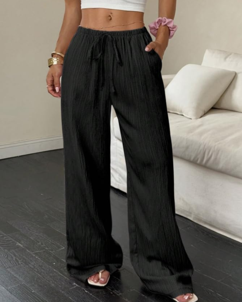 Pantaloni larghi Sawyer da donna – Pantaloni da spiaggia vita elastica fluidi con tasche