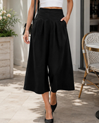 Pantaloni Rowan da donna – Pantaloni larghi in misto lino vita alta elastica con tasche