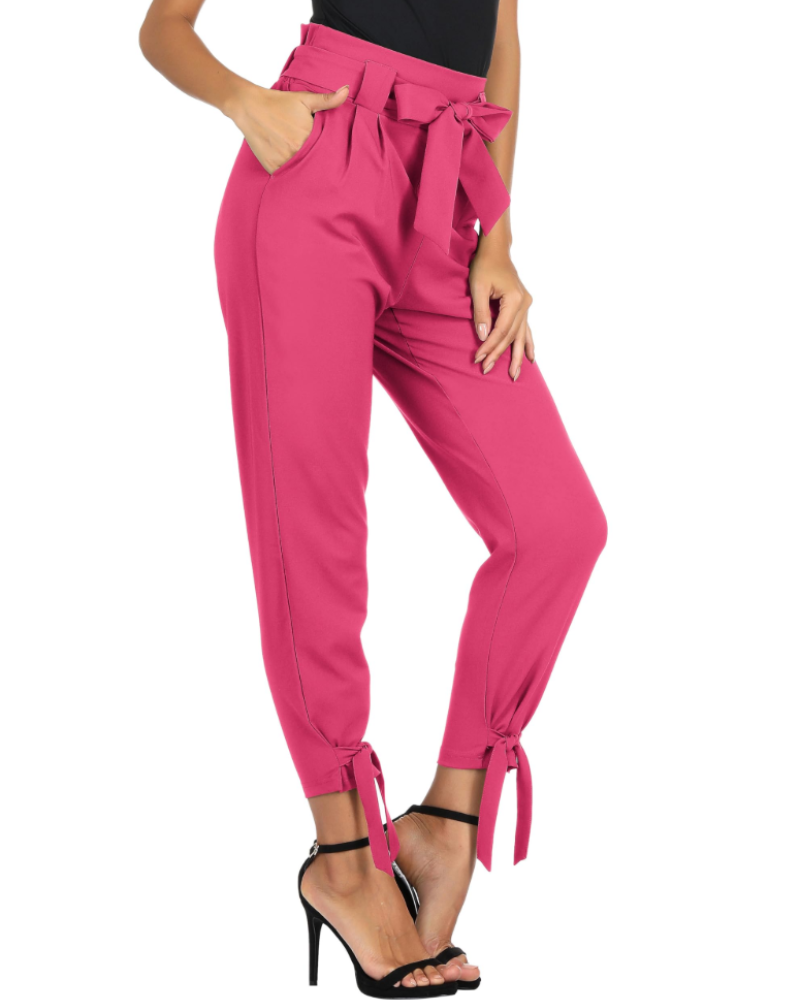 Pantaloni da donna Riley – Pantaloni a sigaretta a vita alta con cintura rimovibile, tasche e lunghezza alla caviglia