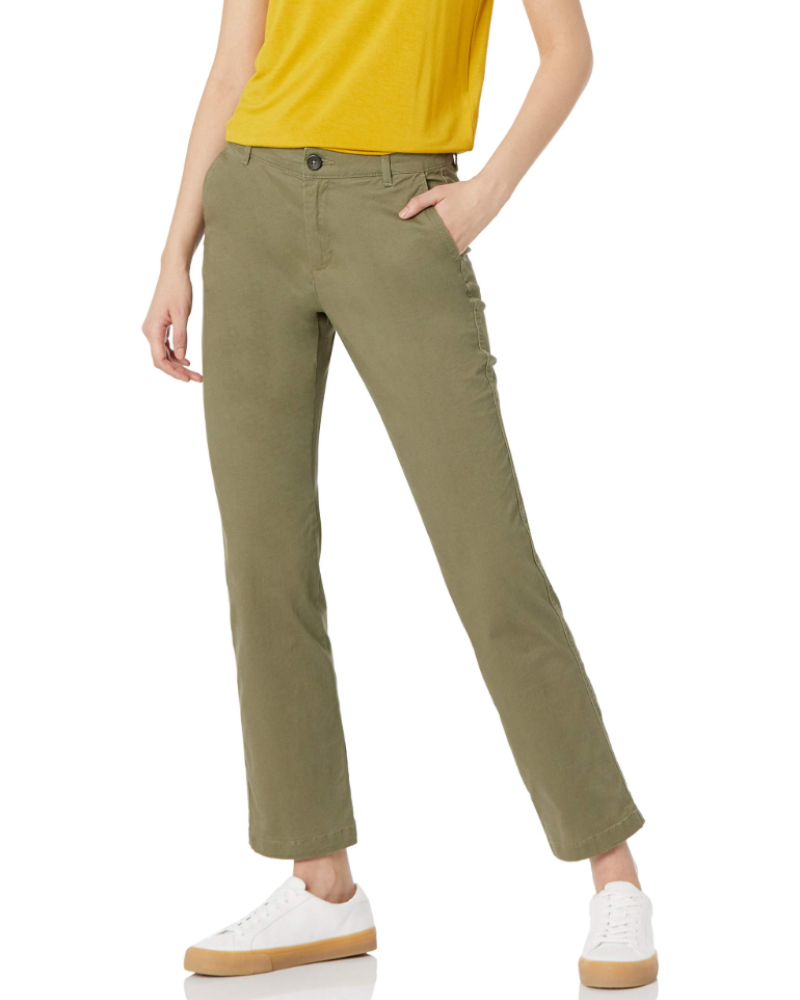 Hadleigh Pantalon Chino Femme – Coupe Slim Jambe Droite Taille Mi-Haute avec Poches