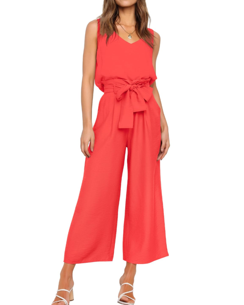 Kendall Ensemble Femme – Haut Sans Manches et Pantalon Large Taille Haute Ceinturé