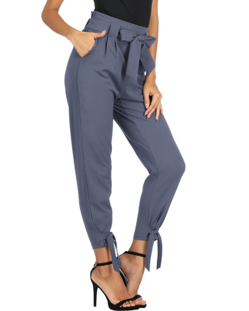 Pantaloni da donna Riley – Pantaloni a sigaretta a vita alta con cintura rimovibile, tasche e lunghezza alla caviglia