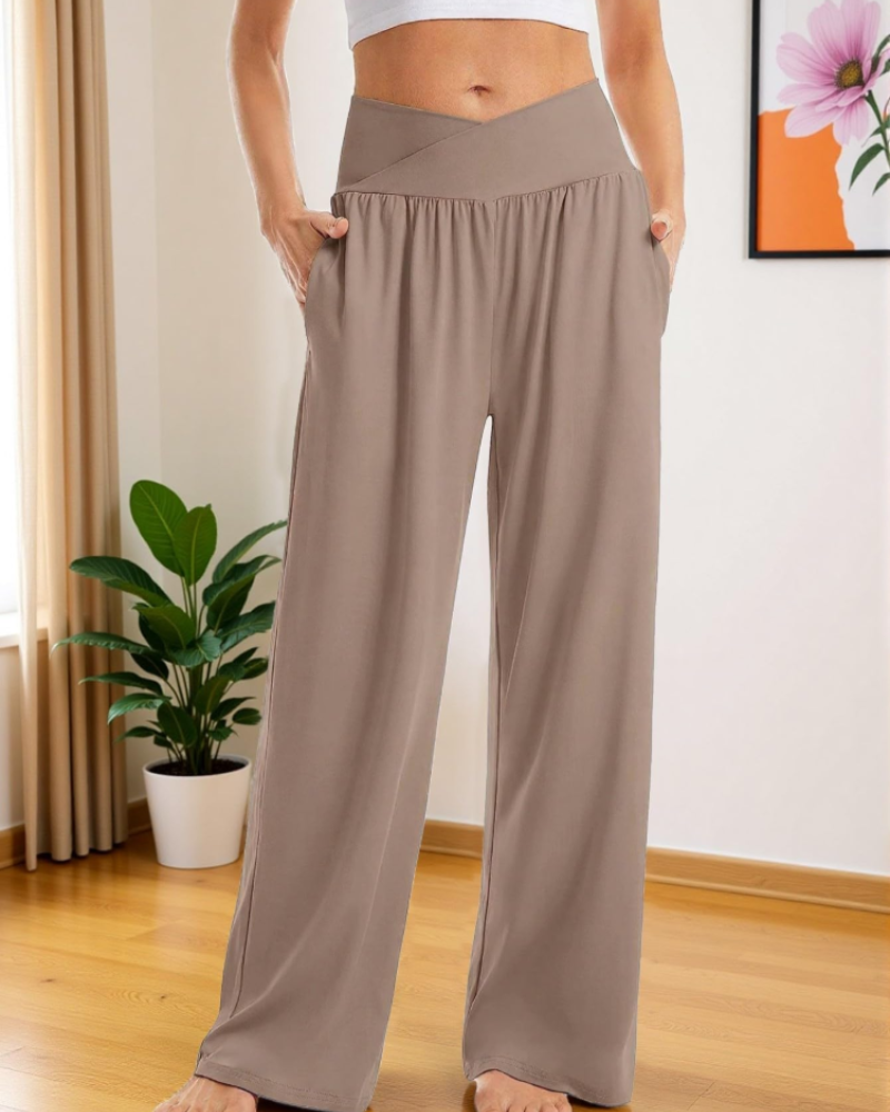 Pantaloni Bellamy da donna – Pantaloni vita alta stretch da infilare in poliestere ed elastan