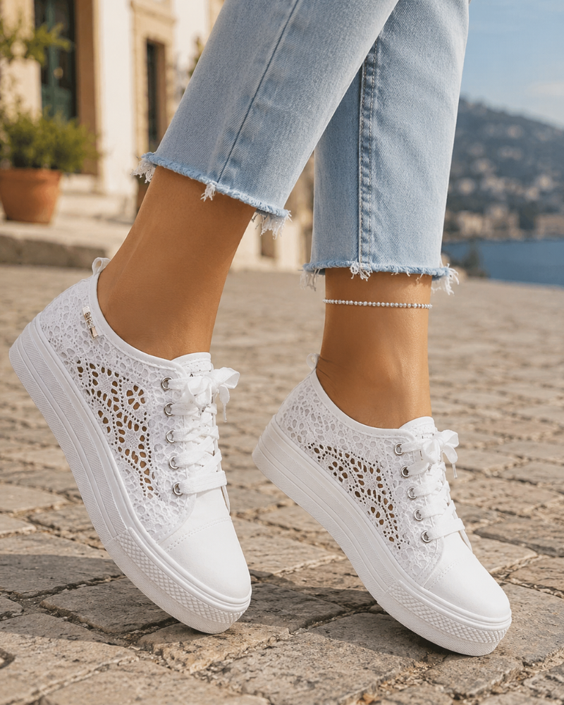 Noémie Sneakers Donna – Sneakers Bianche con Lacci, Traspiranti e Suola Antiscivolo