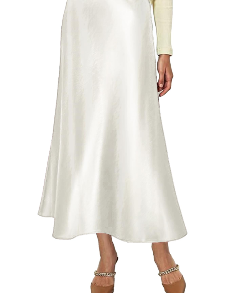 Danica Jupe Satinée Woman – Long Pleated Skirt High Waist Elegant Mermaid Cut