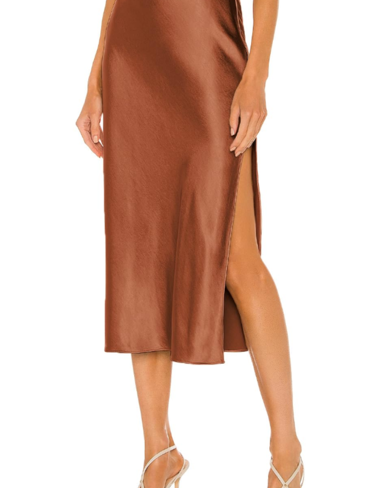 Rosalind Satin Skirt for Women – High Waist Midi Skirt with Slit, Flared Fit, Mermaid Tail