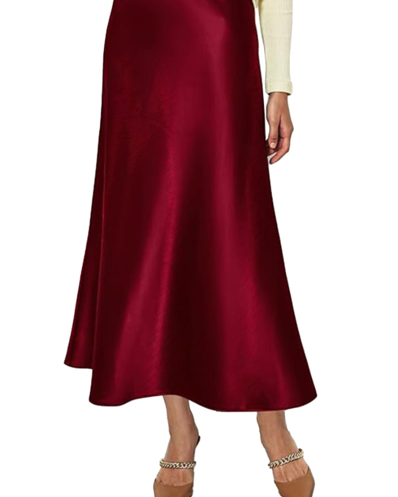 Danica Jupe Satinée Woman – Long Pleated Skirt High Waist Elegant Mermaid Cut