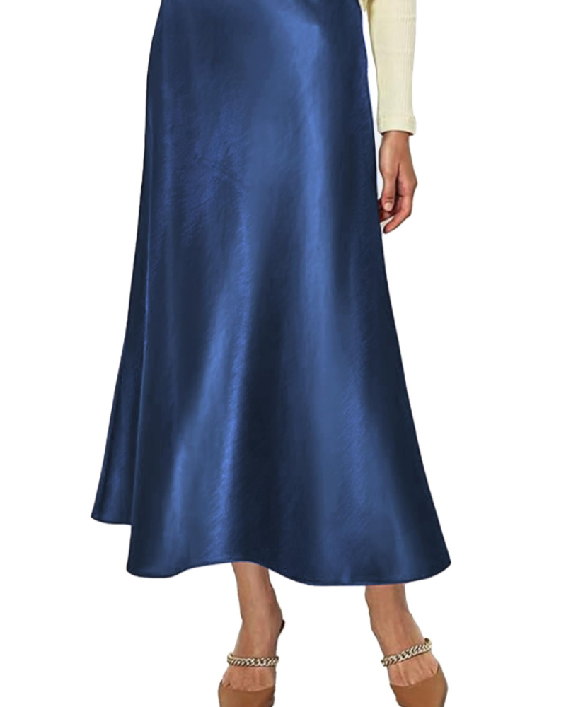 Danica Jupe Satinée Woman – Long Pleated Skirt High Waist Elegant Mermaid Cut