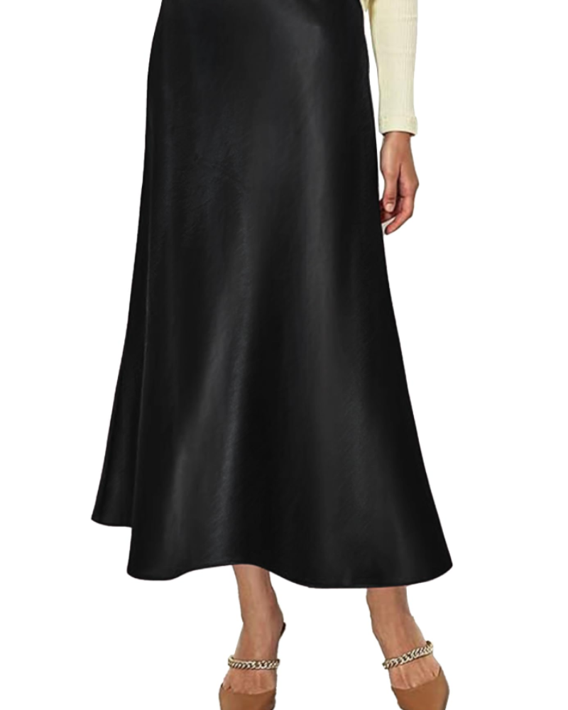 Danica Jupe Satinée Woman – Long Pleated Skirt High Waist Elegant Mermaid Cut