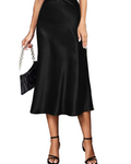 Celeste Jupe Satinée Femme – Jupe Longue Taille Élastique Coupe Évasée Élégante