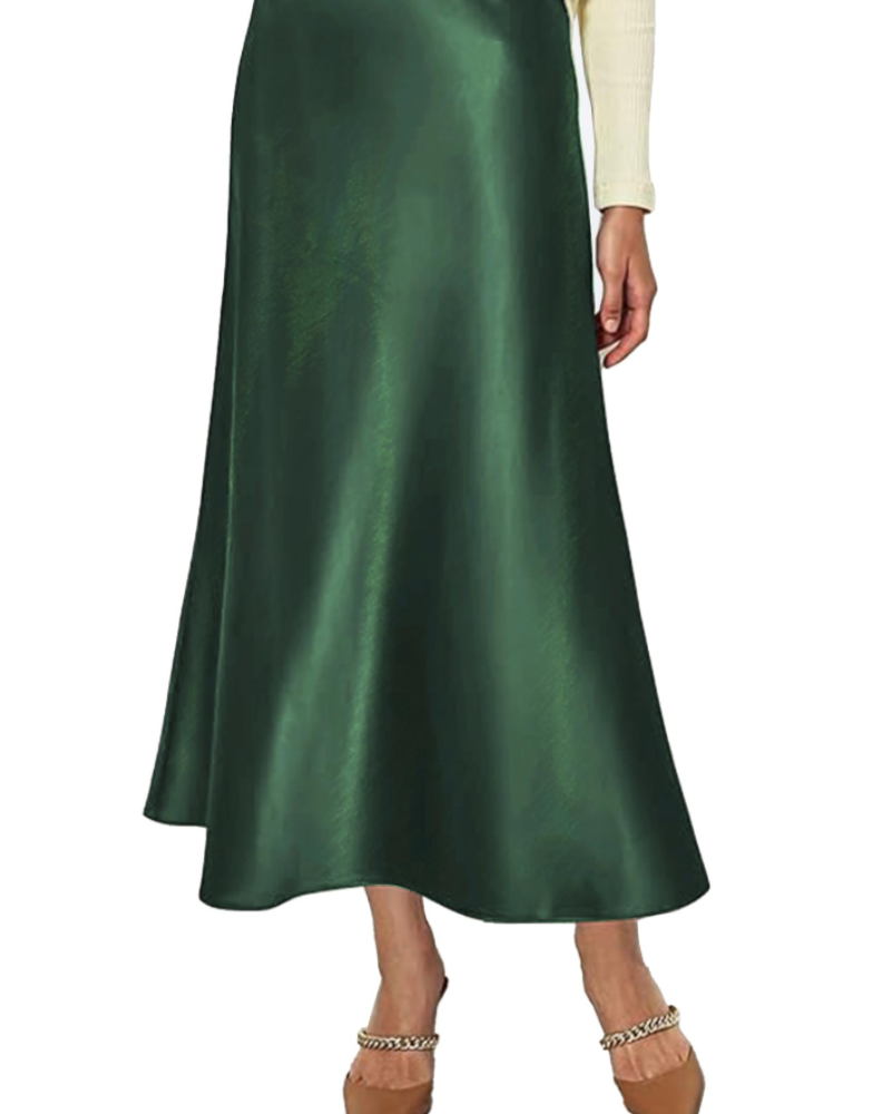 Danica Jupe Satinée Woman – Long Pleated Skirt High Waist Elegant Mermaid Cut