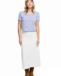 Audrey Marinière Femme – T-Shirt Blanc à Motif Étoiles 100 % Coton Jersey Marin
