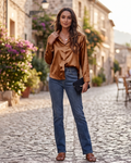 Camicia Sutton da donna – Blusa satinata effetto seta maniche lunghe elegante business