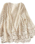 Bailey Cardigan Femme – Gilet Crochet Long Ouvert Maille Ajourée Coton Élégant