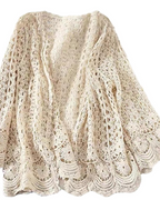Bailey Cardigan Femme – Gilet Crochet Long Ouvert Maille Ajourée Coton Élégant