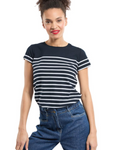 Colette Marinière Femme – T-Shirt Rayé Bleu Marine & Blanc 100 % Coton Manches Longues