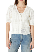 Harper Haut Donna – Top all’Uncinetto con Scollo a V, Bottoni e Maniche Corte in Cotone