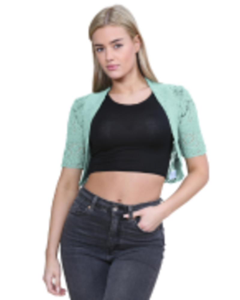 Mallory Bolero da donna – Gilet corto all’uncinetto aperto, elegante e leggero, con maniche corte