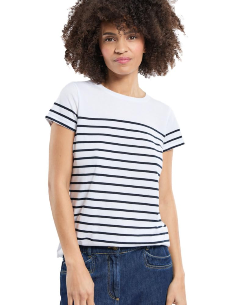 Colette Marinière Femme – T-Shirt Rayé Bleu Marine & Blanc 100 % Coton Manches Longues