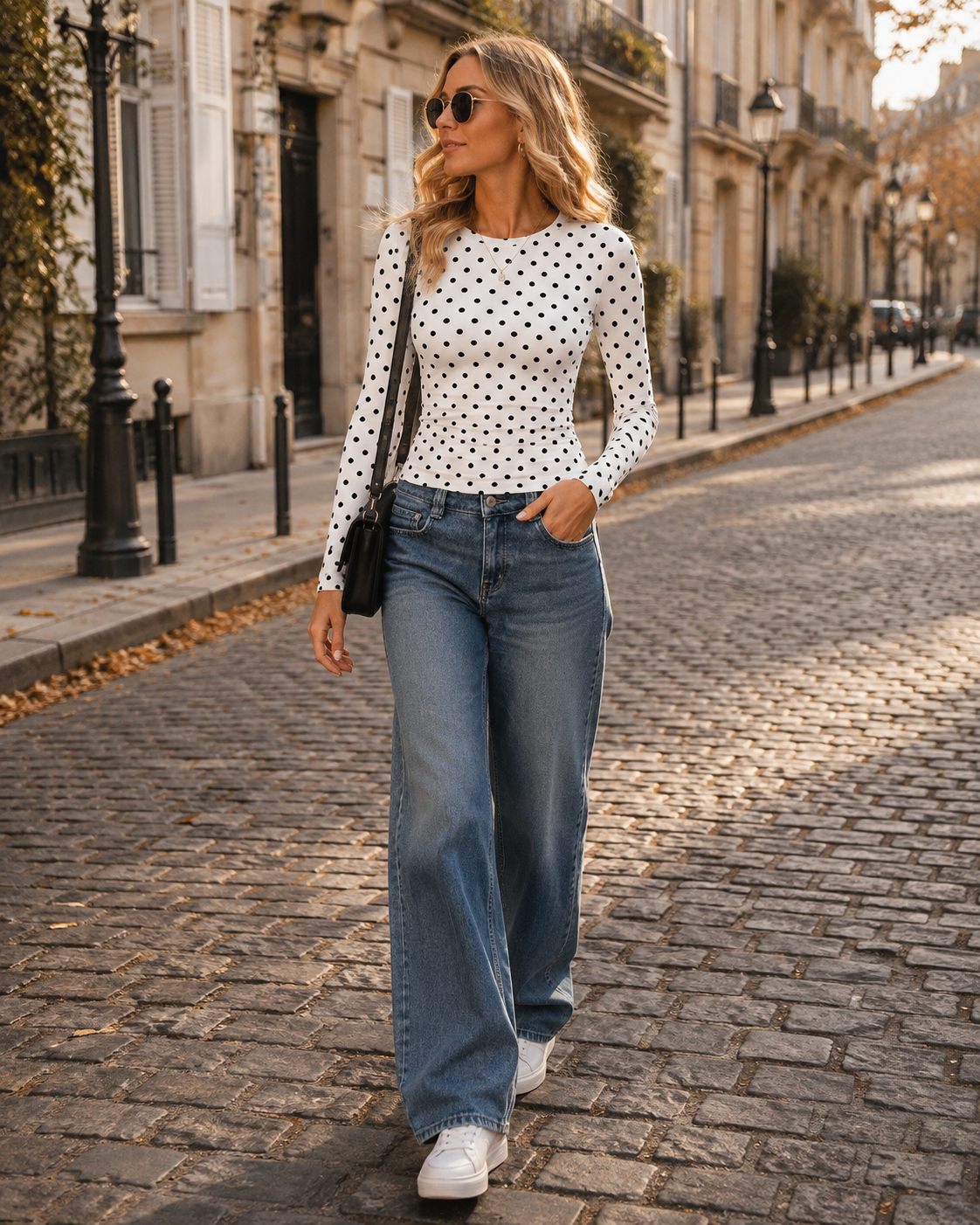 Lydia Top Femme – Crop Top Ajusté Col Rond Manches Longues Extensible Léger