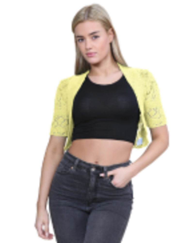 Mallory Bolero da donna – Gilet corto all’uncinetto aperto, elegante e leggero, con maniche corte