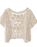 Hadley Cardigan Crochet Femme – Gilet Ajouré Floral Manches Courtes Ouvert Bohème
