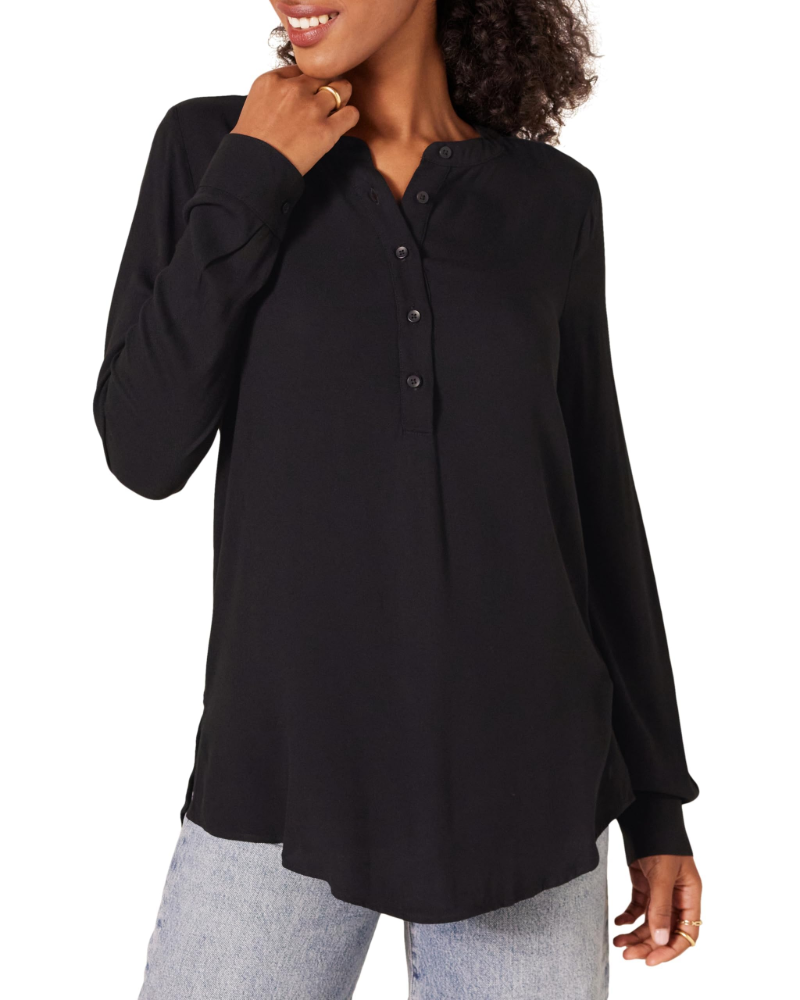 Daphne Chemise Femme – Blouse Fluide en Viscose Manches Longues Boutonnée Coupe Décontractée