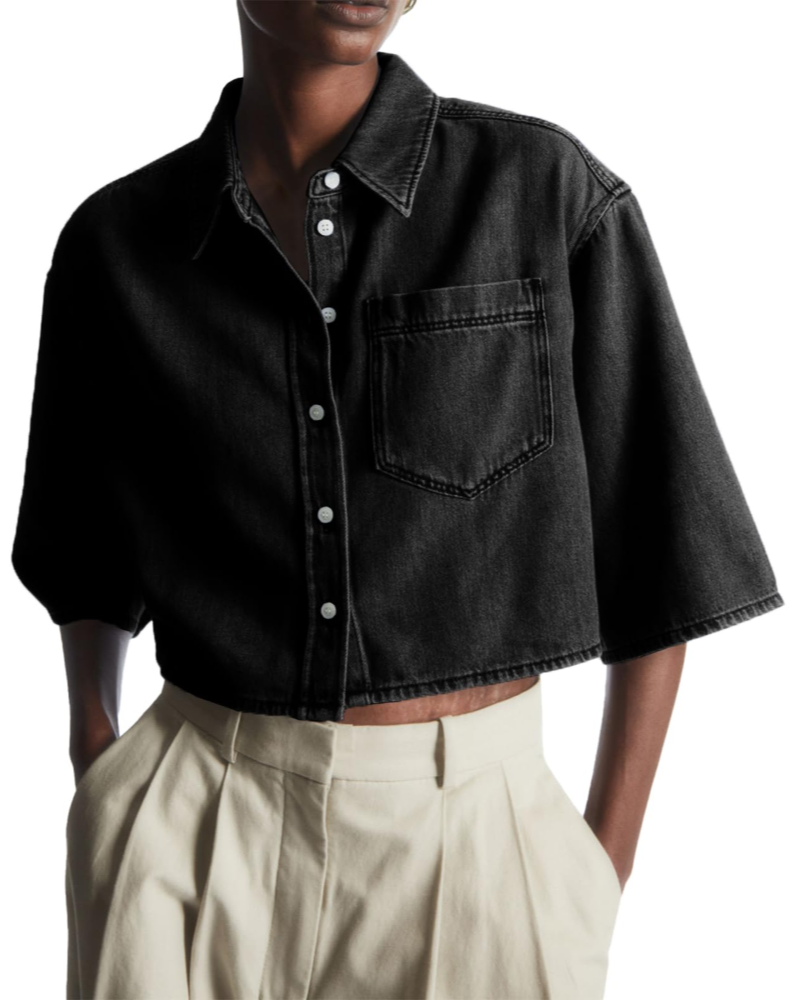 Hadley Chemise en Jean Courte Femme – Surchemise Oversize Boutonnée à Manches Courtes