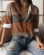 Camicia Monroe da donna – Camicia floreale con bottoni maniche lunghe elegante casual