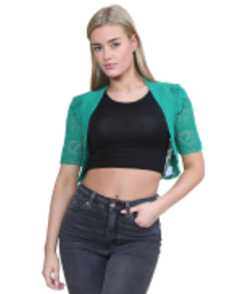 Mallory Bolero da donna – Gilet corto all’uncinetto aperto, elegante e leggero, con maniche corte