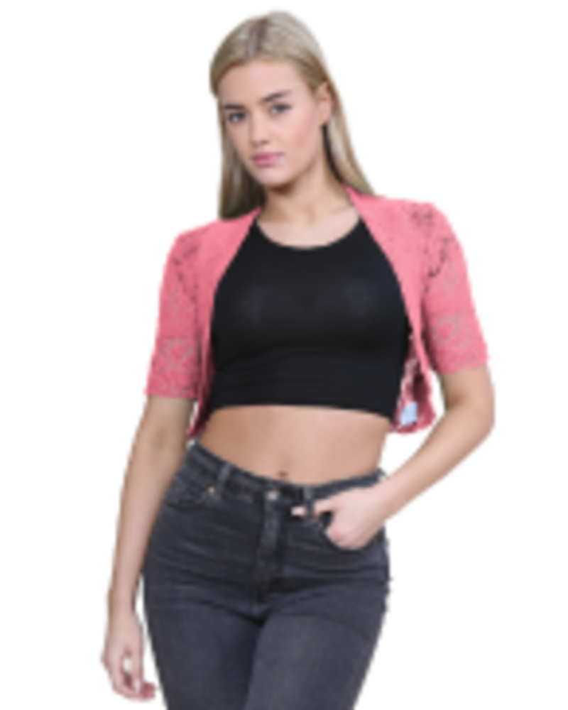 Mallory Bolero da donna – Gilet corto all’uncinetto aperto, elegante e leggero, con maniche corte