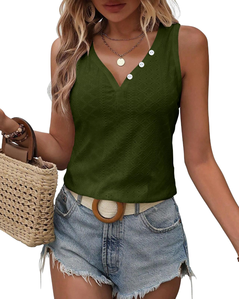 Blusa Kelsey para mujer – Top cuello en V mangas cortas corte amplio bordado elegante