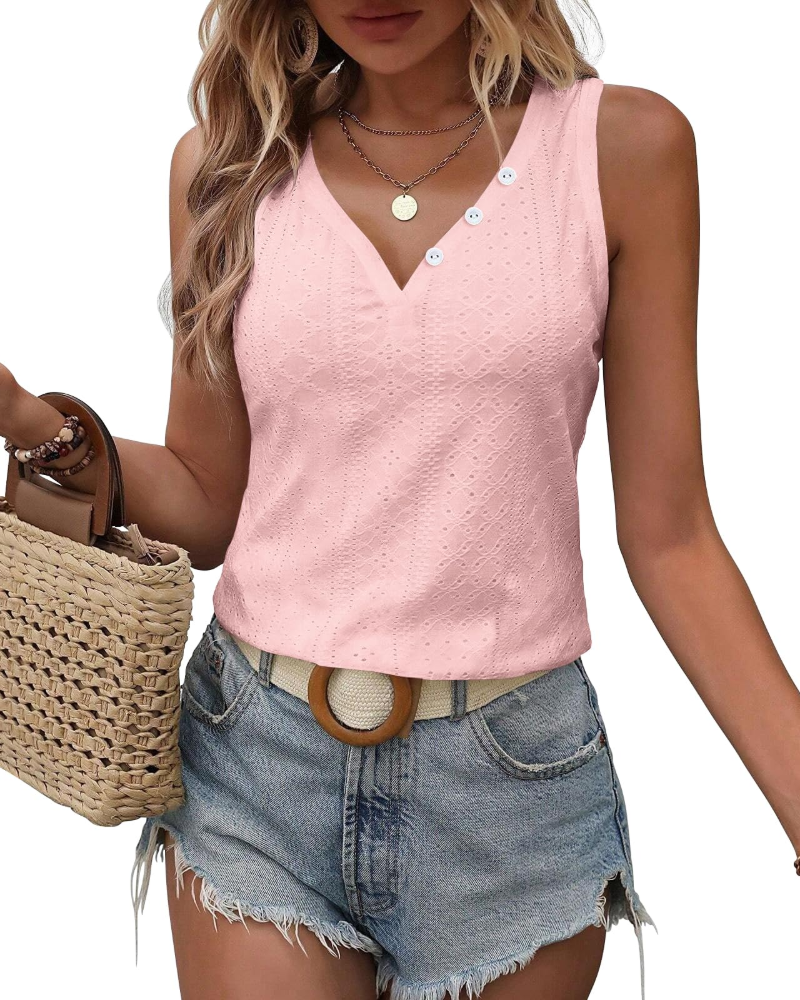 Blusa Kelsey para mujer – Top cuello en V mangas cortas corte amplio bordado elegante