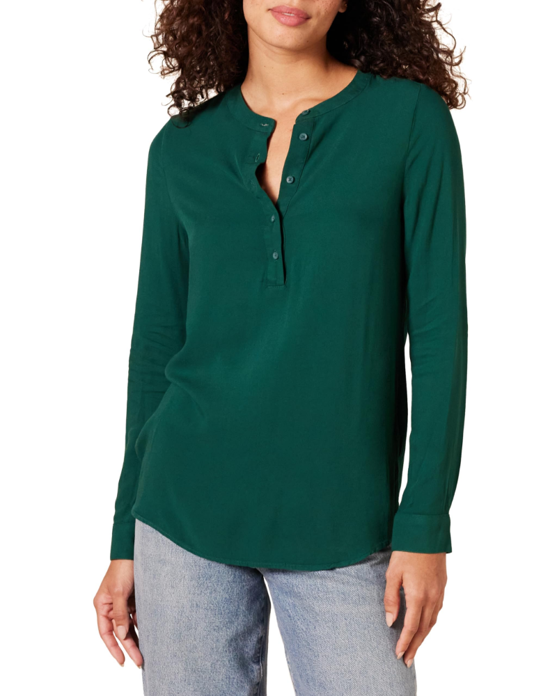 Camisa Daphne Mujer – Blusa Fluida de Viscosa con Mangas Largas y Botones Corte Casual