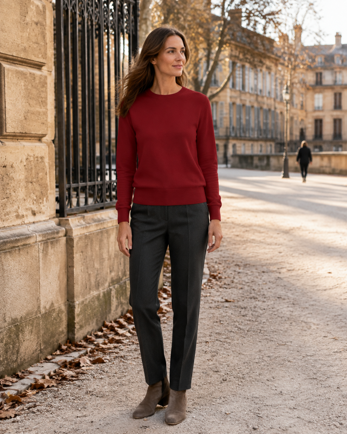 Pauline Pull femme léger – Maille extensible, col rond, manches longues, coupe classique