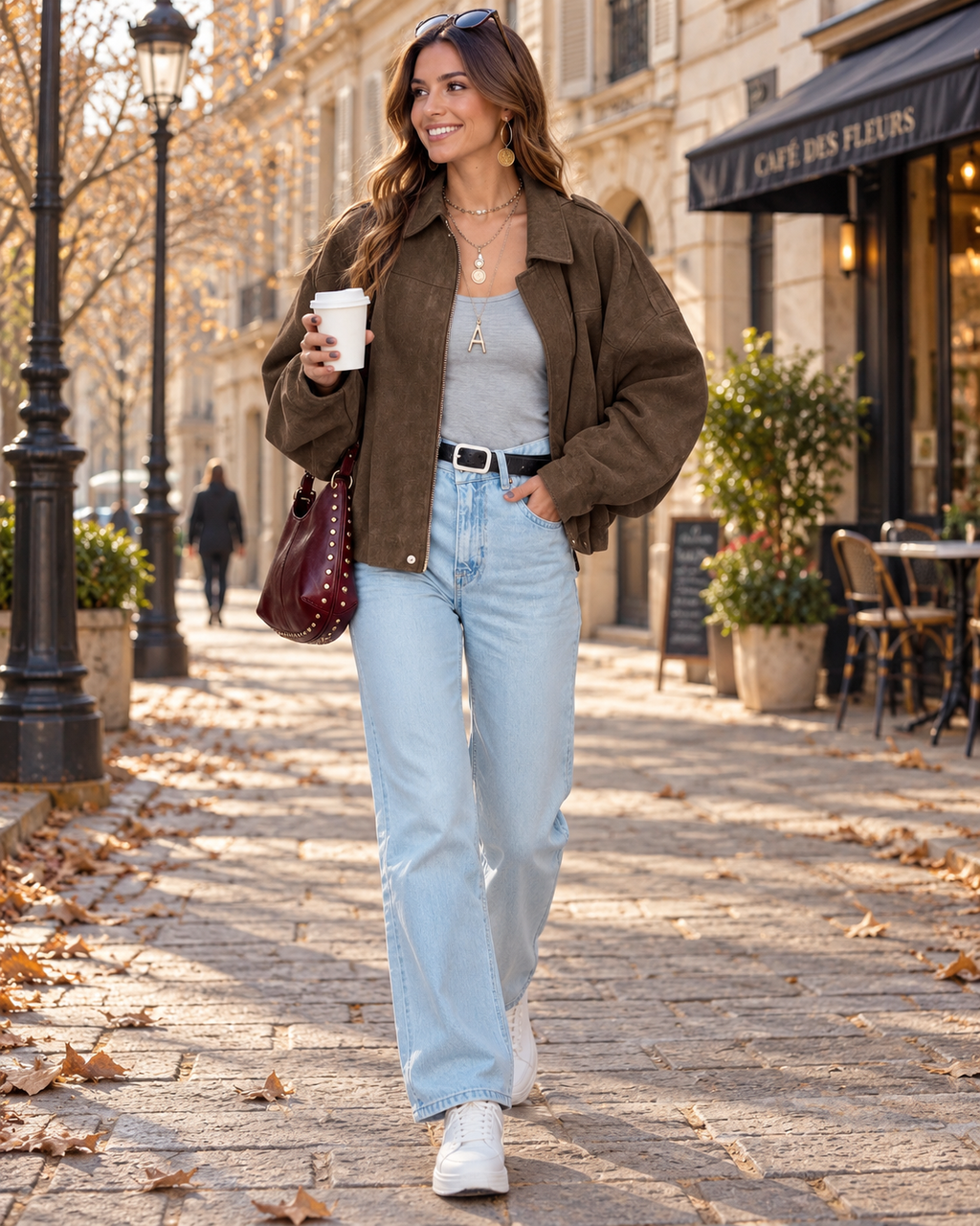 Jessebel Veste Bomber Femme – Effet Daim, Coupe Oversize Courte et Manches Chauve-Souris
