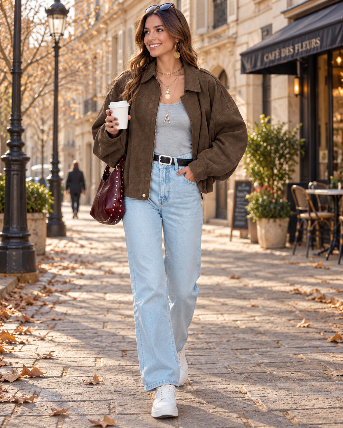 Jessebel Veste Bomber Femme – Effet Daim, Coupe Oversize Courte et Manches Chauve-Souris