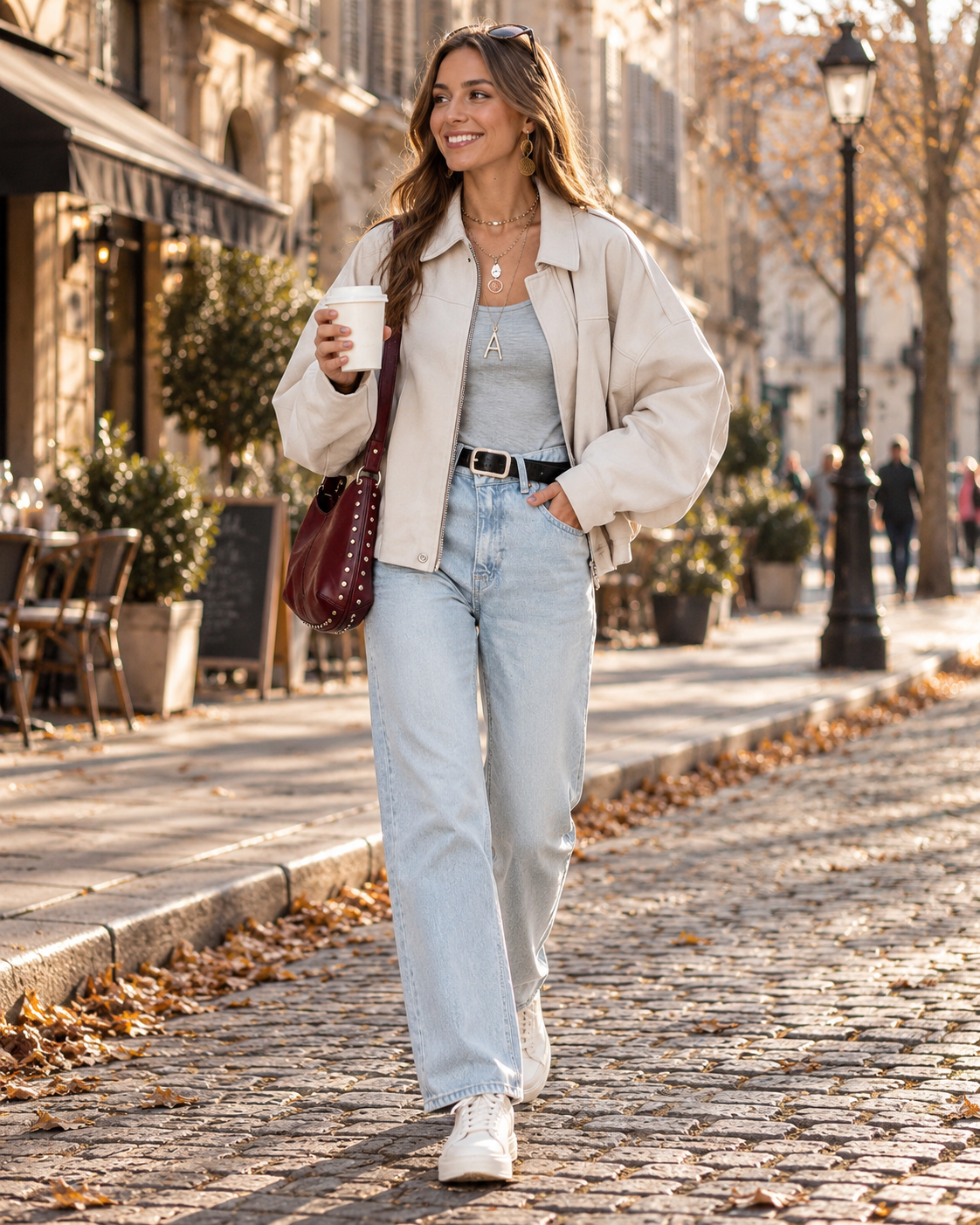 Jessebel Veste Bomber Femme – Effet Daim, Coupe Oversize Courte et Manches Chauve-Souris
