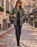 Rosario Veste Chemise Jean Femme – Coupe Oversize, Poches et Ourlet Effiloché