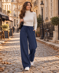 Isadora Pantalon Jogging Femme – Taille Haute, Jambes Larges, Doublure Douce et Poches