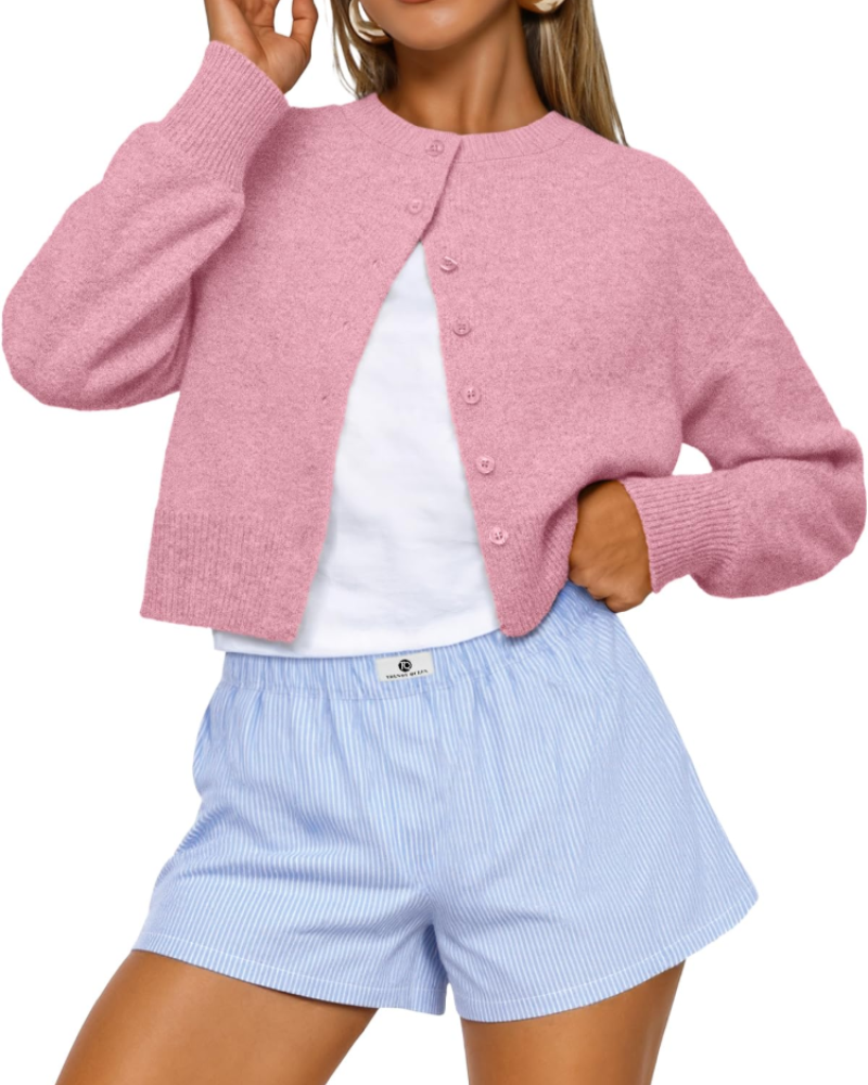 Lillian Cardigan Femme – Gilet Ouvert en Maille Douce à Manches Longues